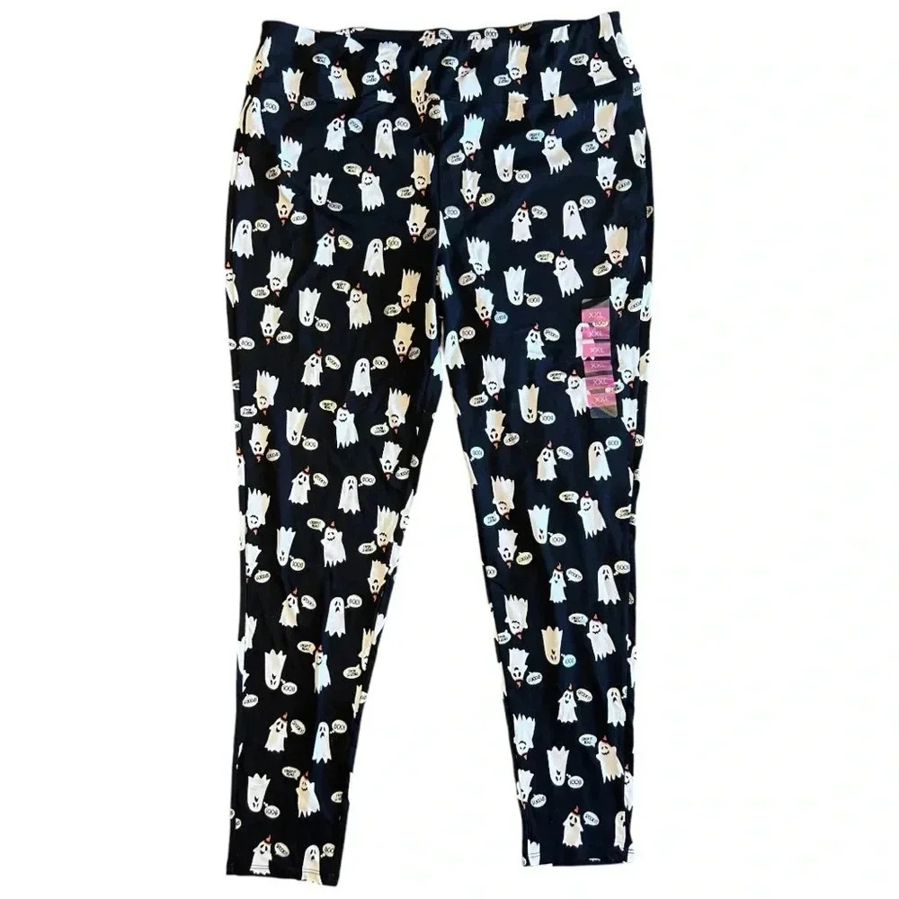 Feeling Festive Halloween Jet Black Ghost Leggings
